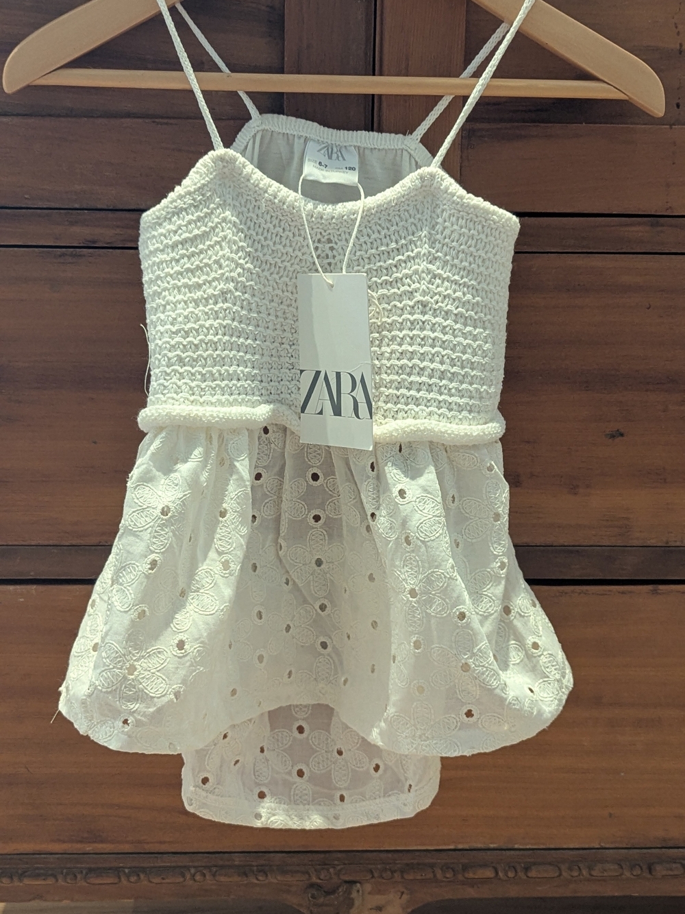 ZARA Cream Crochet Bodice Eyelet Skirt Camisole for Kids